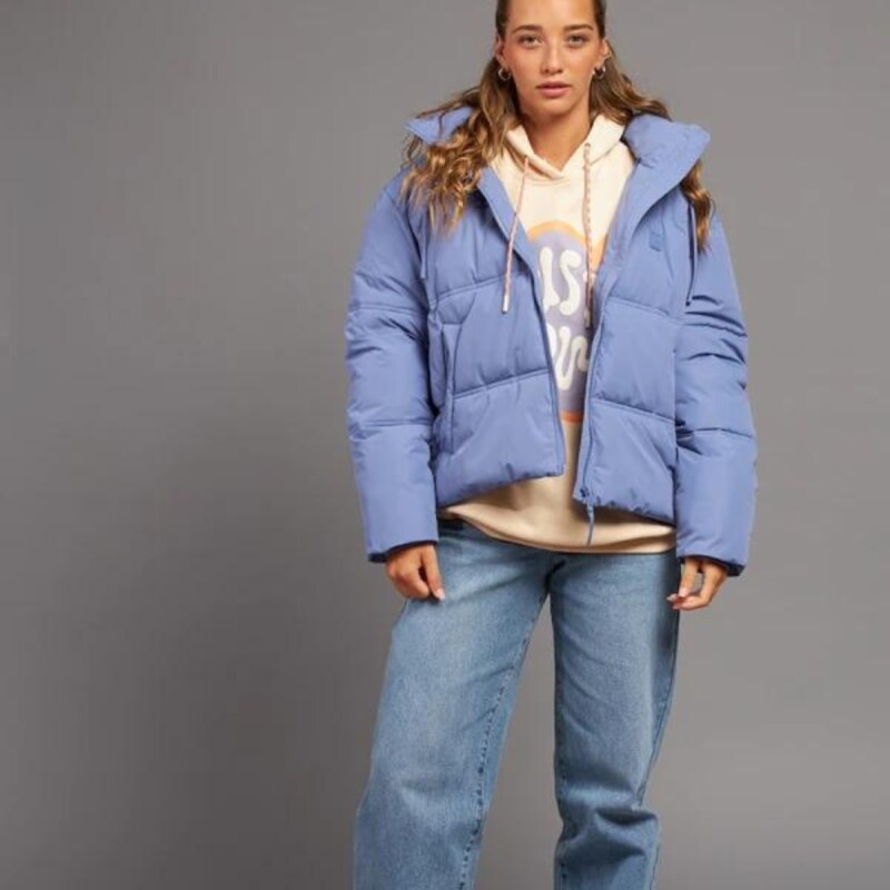 Campera Dama Nylon Abrigo Liso Rusty Azul Claro