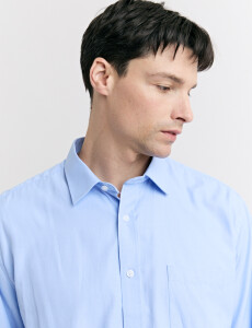 012675 CAMISA HARRINGTON LABEL Celeste Oscuro