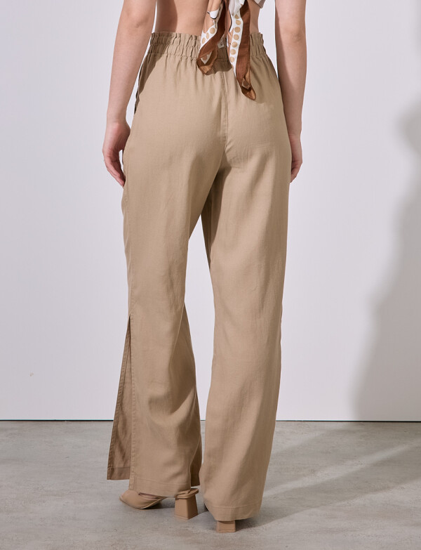 Pantalon Lino Wide KHAKI