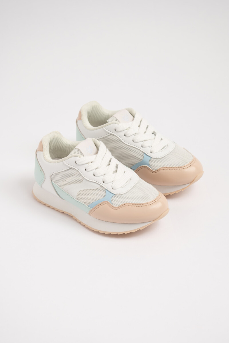 Zapatilla acordonada combinada Blanco