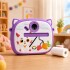 Cámara Infantil Instantánea Gatito con Doble Lente y Selfie Violeta