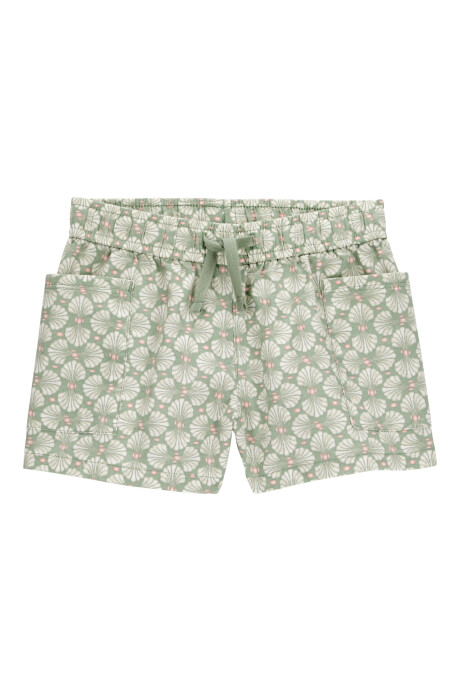 Short de algodón, con cordón, diseño floral Sin color
