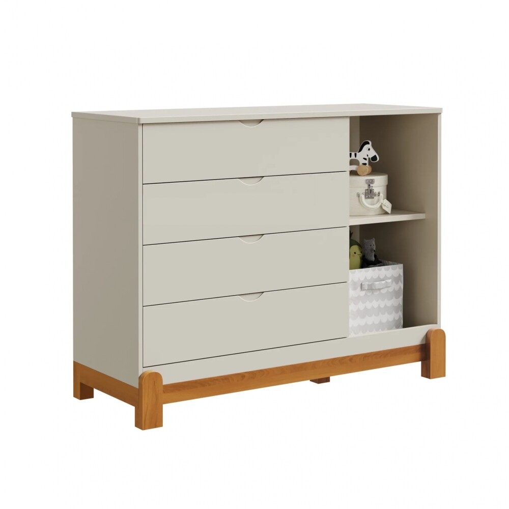 Cómoda 4 Cajones 1 Puerta Infantil - Lotus Gris