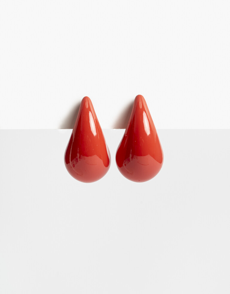 Aros Colgantes Cortos Color Aros Colgantes Gota Chunky - Rojo Cereza
