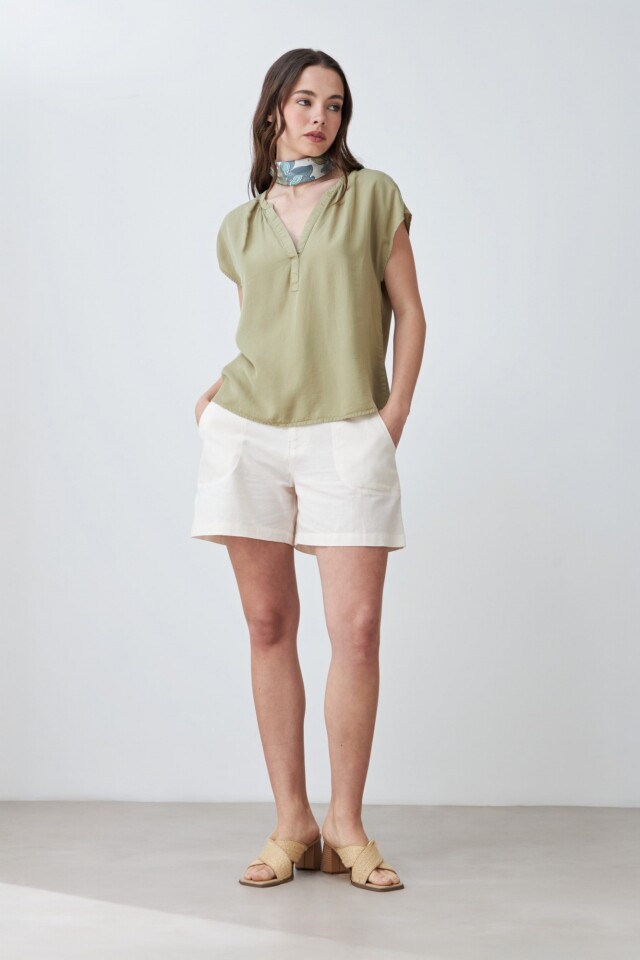 Blusa de lyocell verde oliva