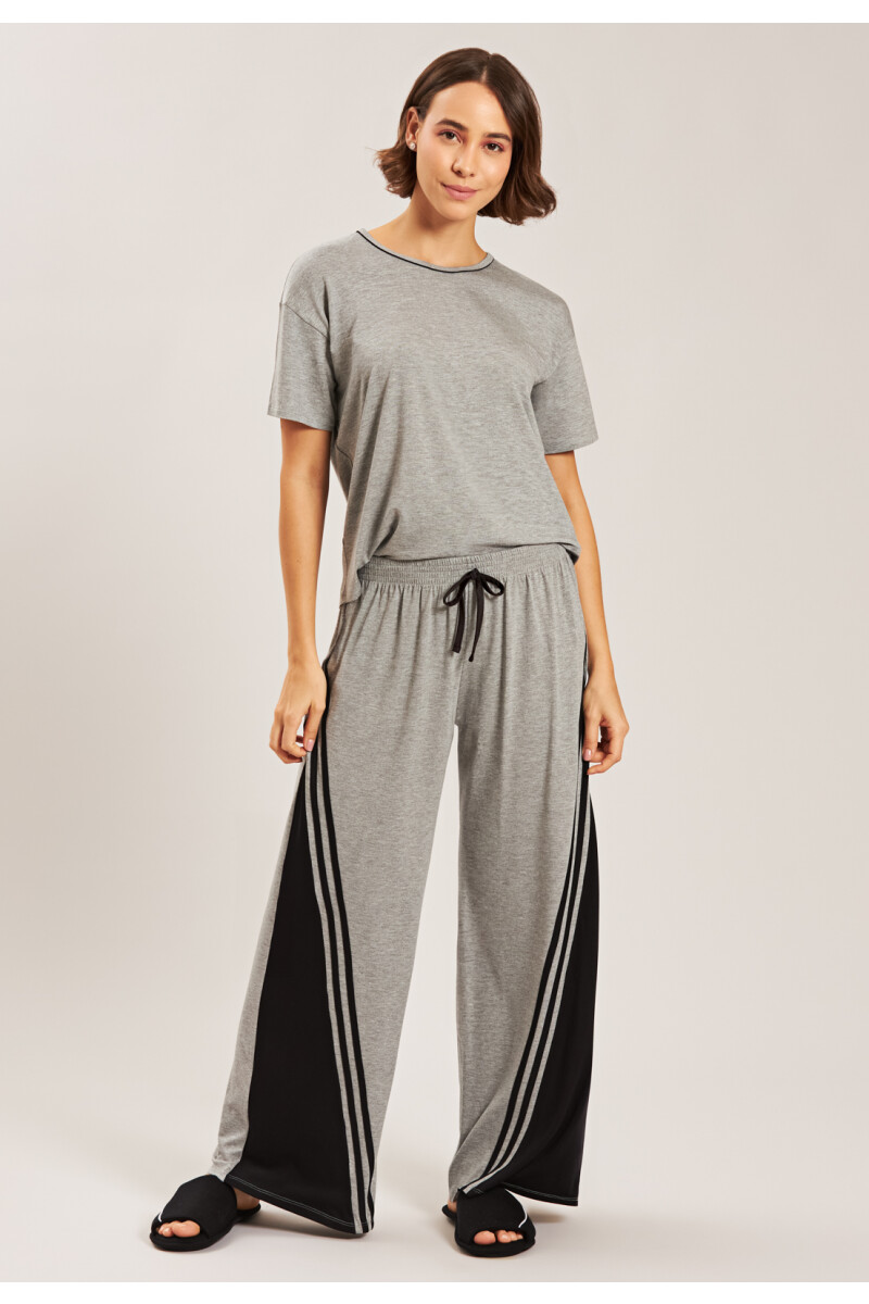 CONJUNTO COMBINADO LARGO GRIS C/NEGRO 21291