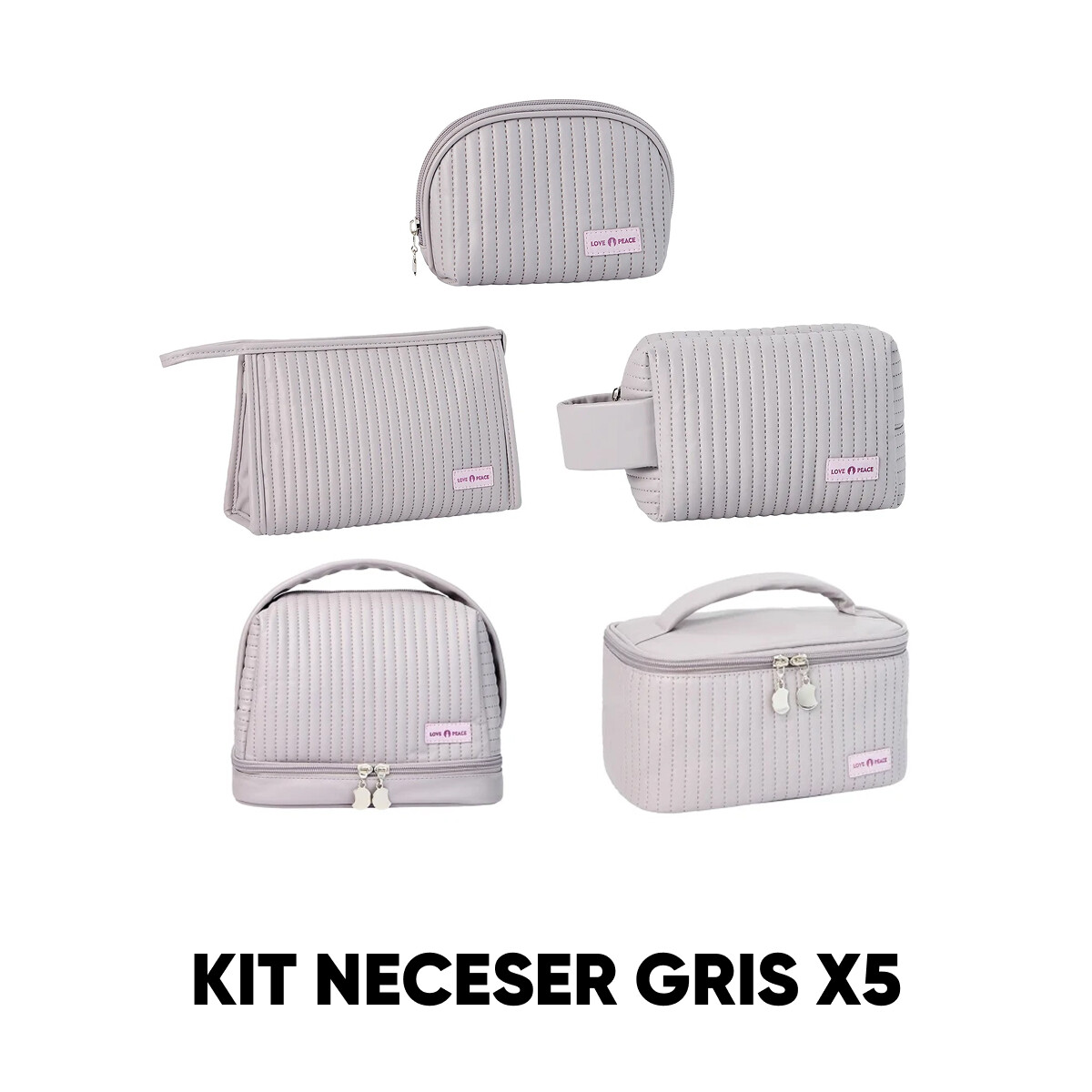 Kit Neceseres Texturados Gris 
