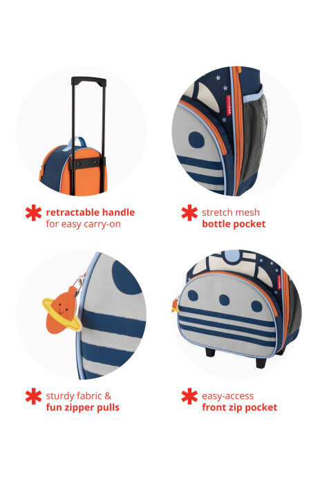Mochila con rueditas, diseño cohete Sin color