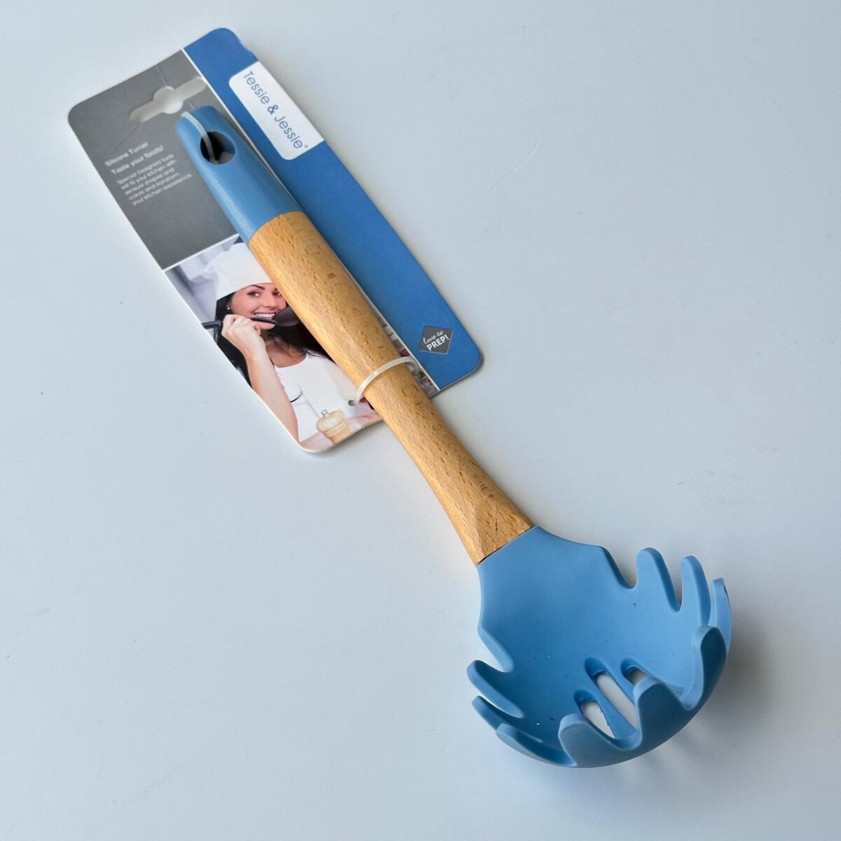 Cucharon Pastas Silicona Mango Bambu 32cm x 10cm 
