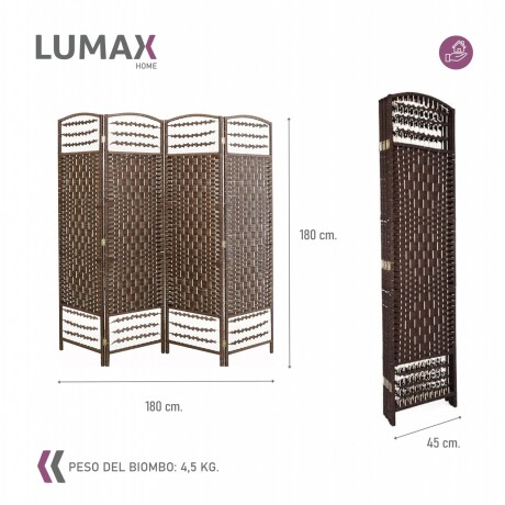Biombo separador de rattan 1.8 mts Marrón