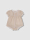 Vestidode Lino Con Tiras Bordadas Marron