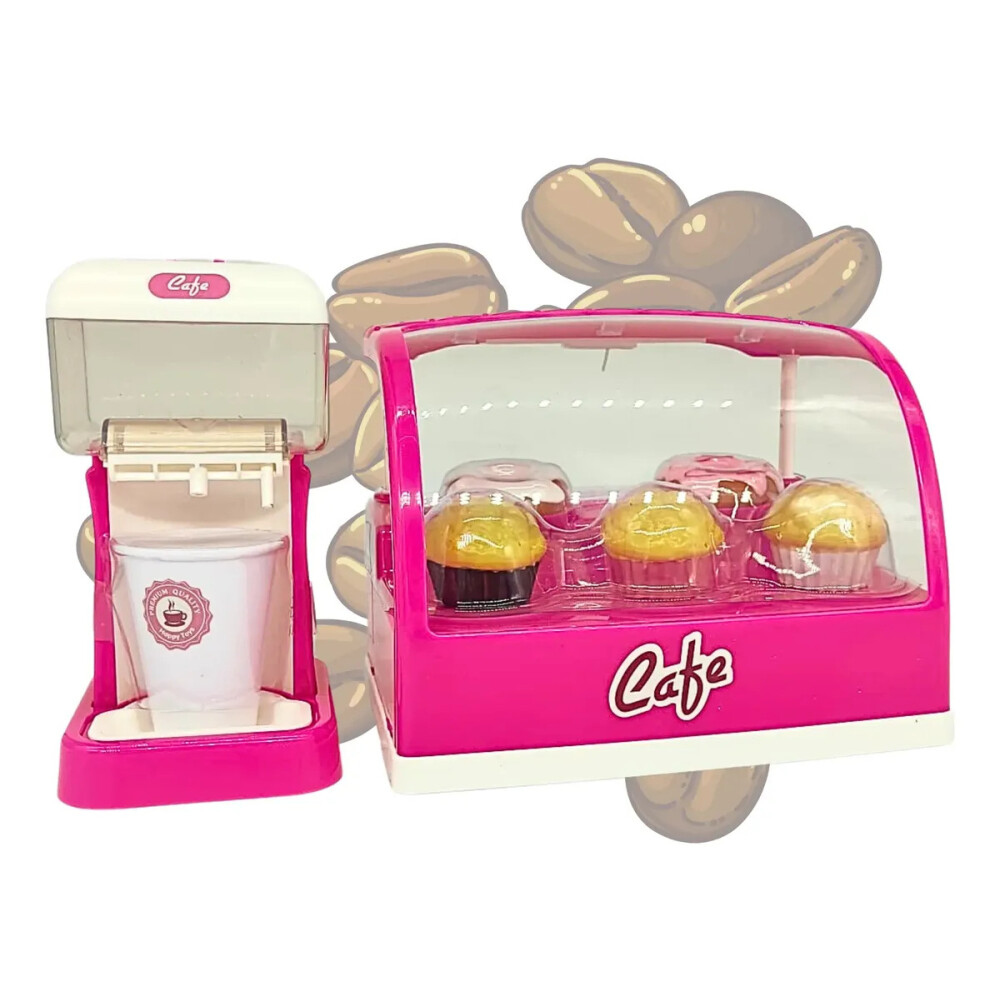 Set de cafetería con muffins, donuts y dispensador de bebidas Set de cafetería con muffins, donuts y dispensador de bebidas