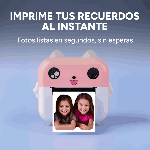 Cámara Fotos Infantil Impresión Instantánea Niños + 2 Rollos Color Rosa Claro