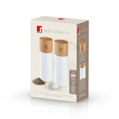 Set de Salero y Pimentero en Madera Natural Bergner Blanco