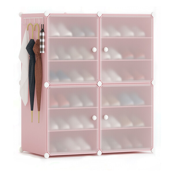 Zapatera Organizador Ropero Estanteria Con Puertas Zapatos Imback PLC001 Rosa Zapatera Organizador Ropero Estanteria Con Puertas Zapatos Imback PLC001 Rosa