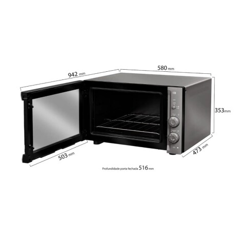 Horno Eléctrico Mueller Sonetto 50 Litros Espejado MFB50F Horno Eléctrico Mueller Sonetto 50 Litros Espejado MFB50F