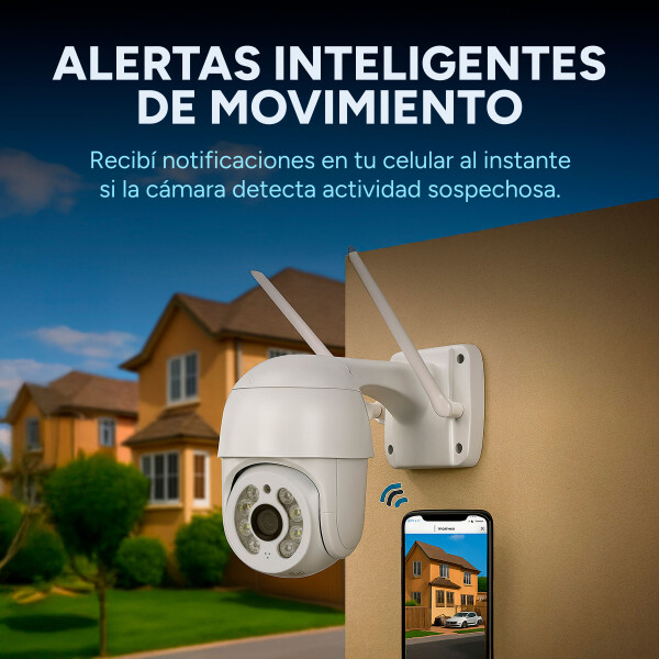Cámara Seguridad WiFi 1080P Exterior Ip66 Inalambrica Noche Color Blanco