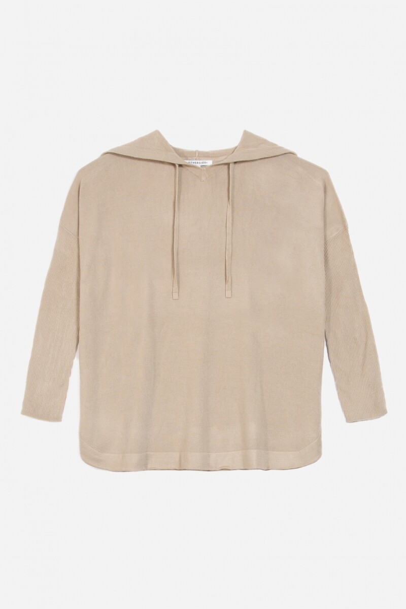 Sweater oversized con capucha - Beige 