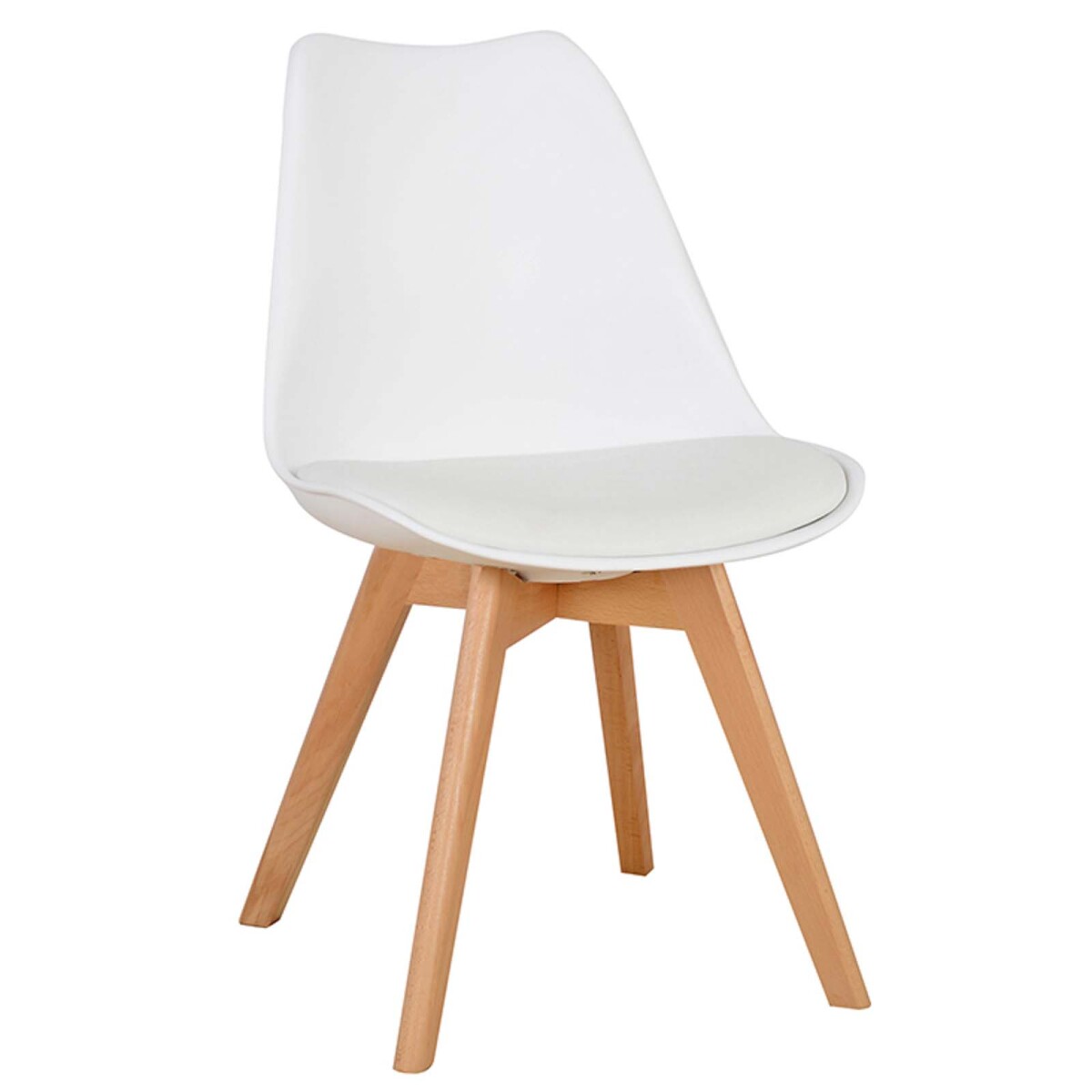 SILLA DE COMEDOR - POLIPROPILENO-Y-MADERA BLANCO ESTILO EAMES 