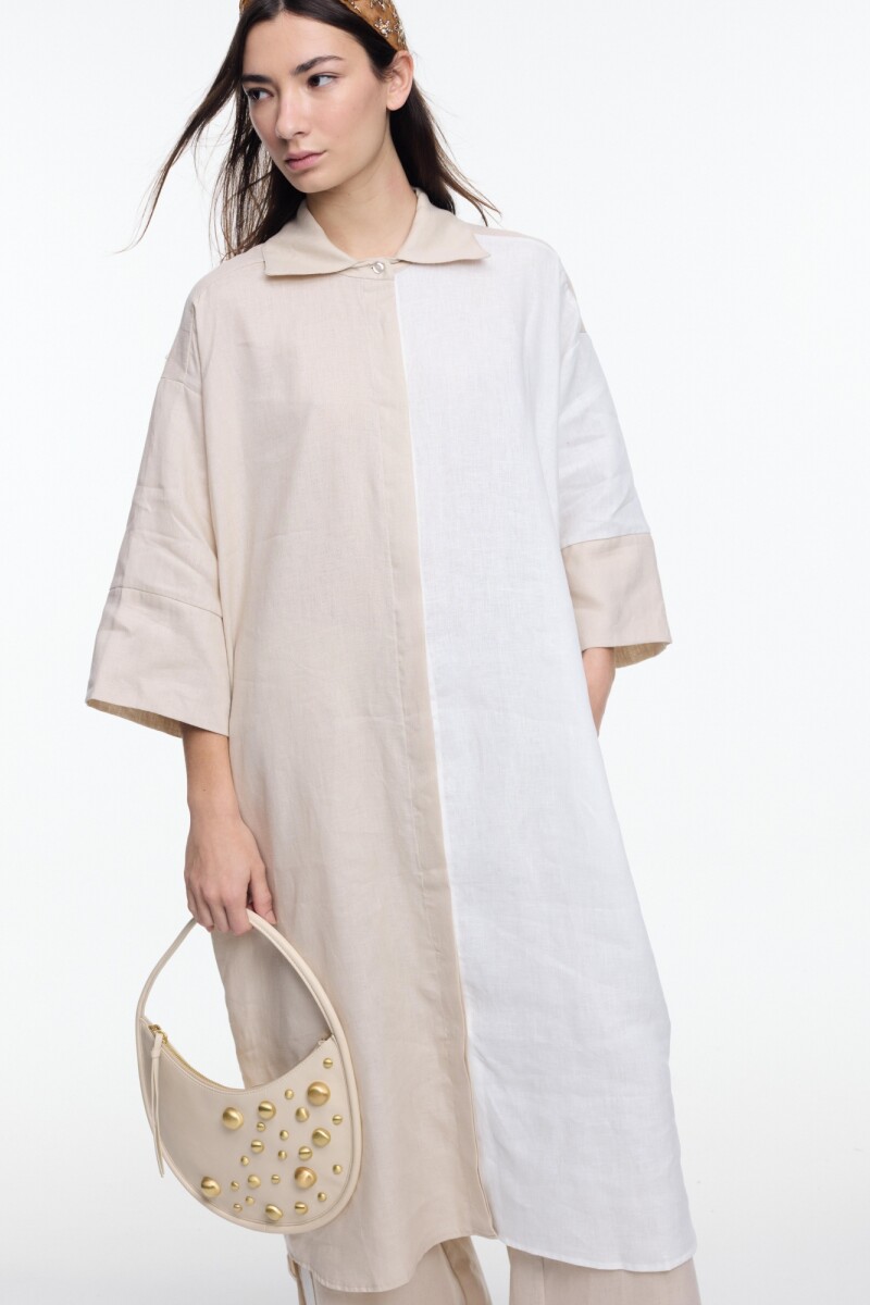 VESTIDO CONTRASTE Beige