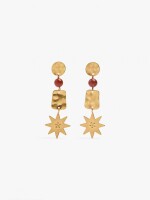 Pendientes Largos Con Piedra Y Estrella naranja