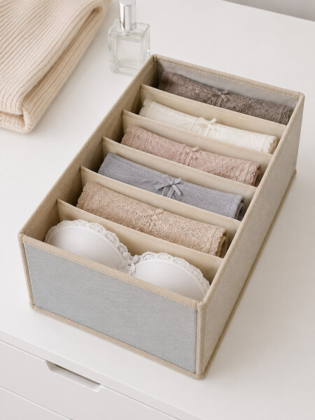 CAJA ORGANIZADORA ROPA INTERIOR CRUDO