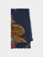 Pañuelo Estampado Floral De Lana azul-marino