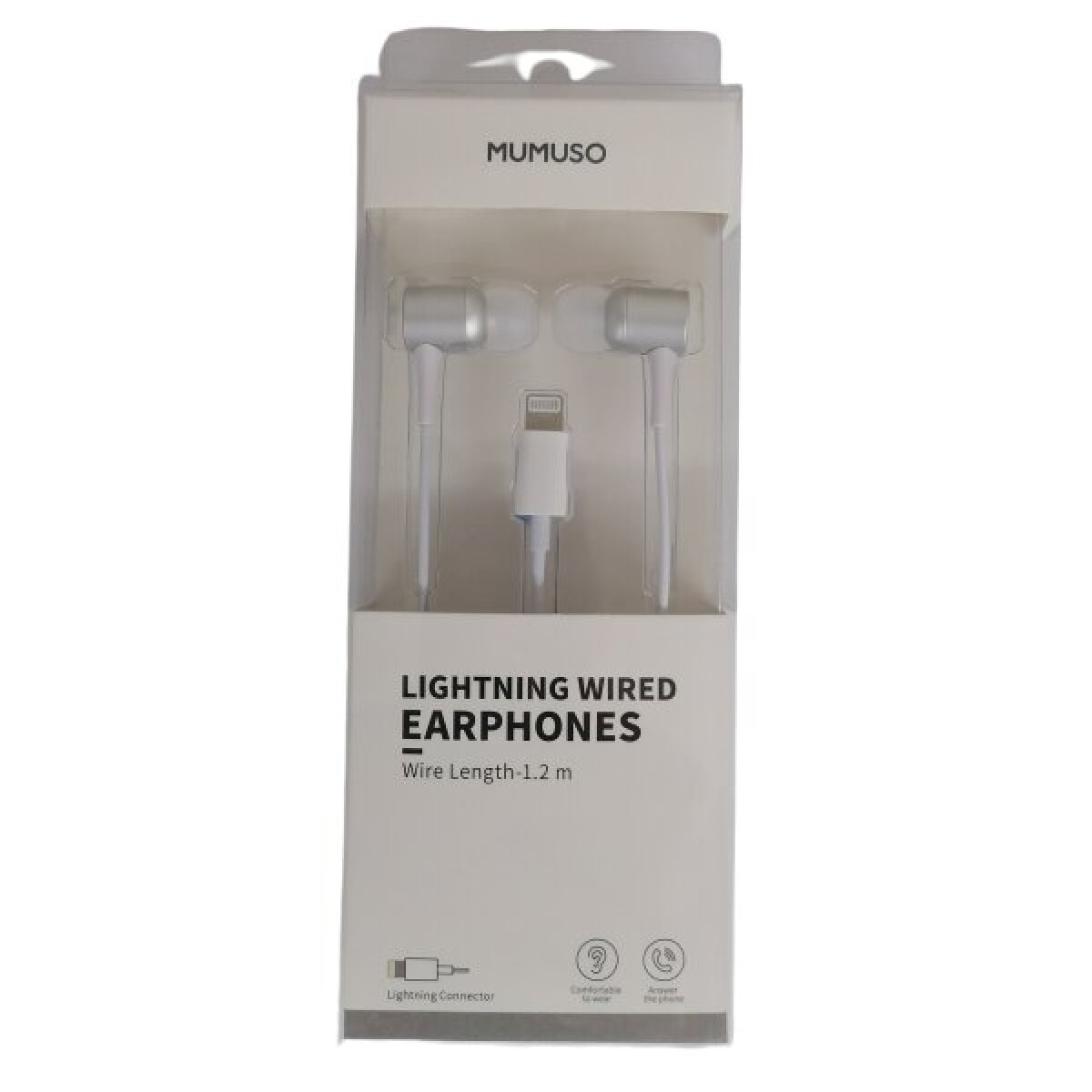 AURICULARES CON CABLE LIGHTNING (METAL / BLANCO) 