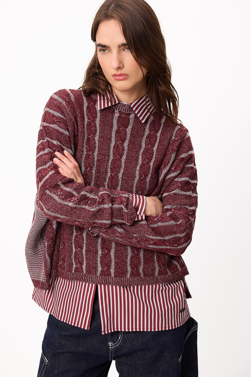 Sweater Oceano Crop Bordeaux/Gris