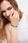 PULSERA DE CUERO BAÑADA EN PLATA DE LEY CON CRISTAL VERDE Pulsera