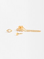 Set De Pendientes Circonitas Y Perla De Agua Dulce - Plata De Ley 925 dorado