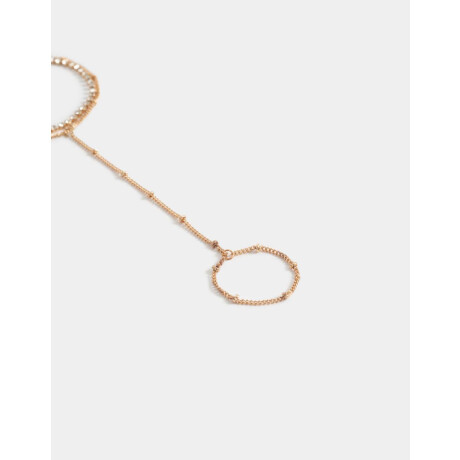 Pulsera Flexible Con Anillo Unido Dorado