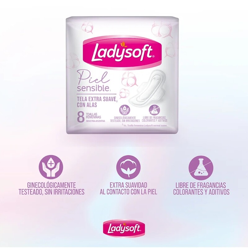 Toallas Femeninas Ladysoft Normal Piel Sensible 8 Uds. Toallas Femeninas Ladysoft Normal Piel Sensible 8 Uds.