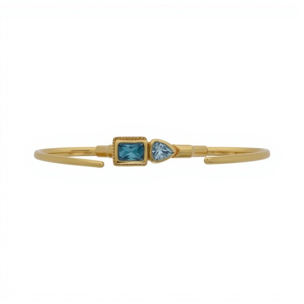 Brazalete Patna-Plata rodinada con micra de oro 18k- Piedra Topacio azul y Jade verde-BR2024 conpiedra