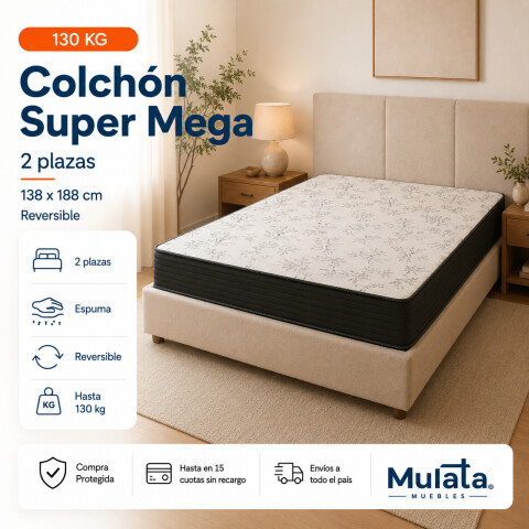 Colchon SUPER MEGA · Espuma · Reversible · 130 kg 2 Plazas - 138 cm