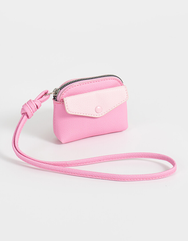 Monederos Monedero De Cuerina Bicolor - Rosa Viejo