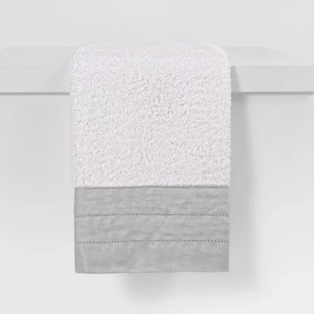 Toalla Finezza Lino Blanco con Gris Social