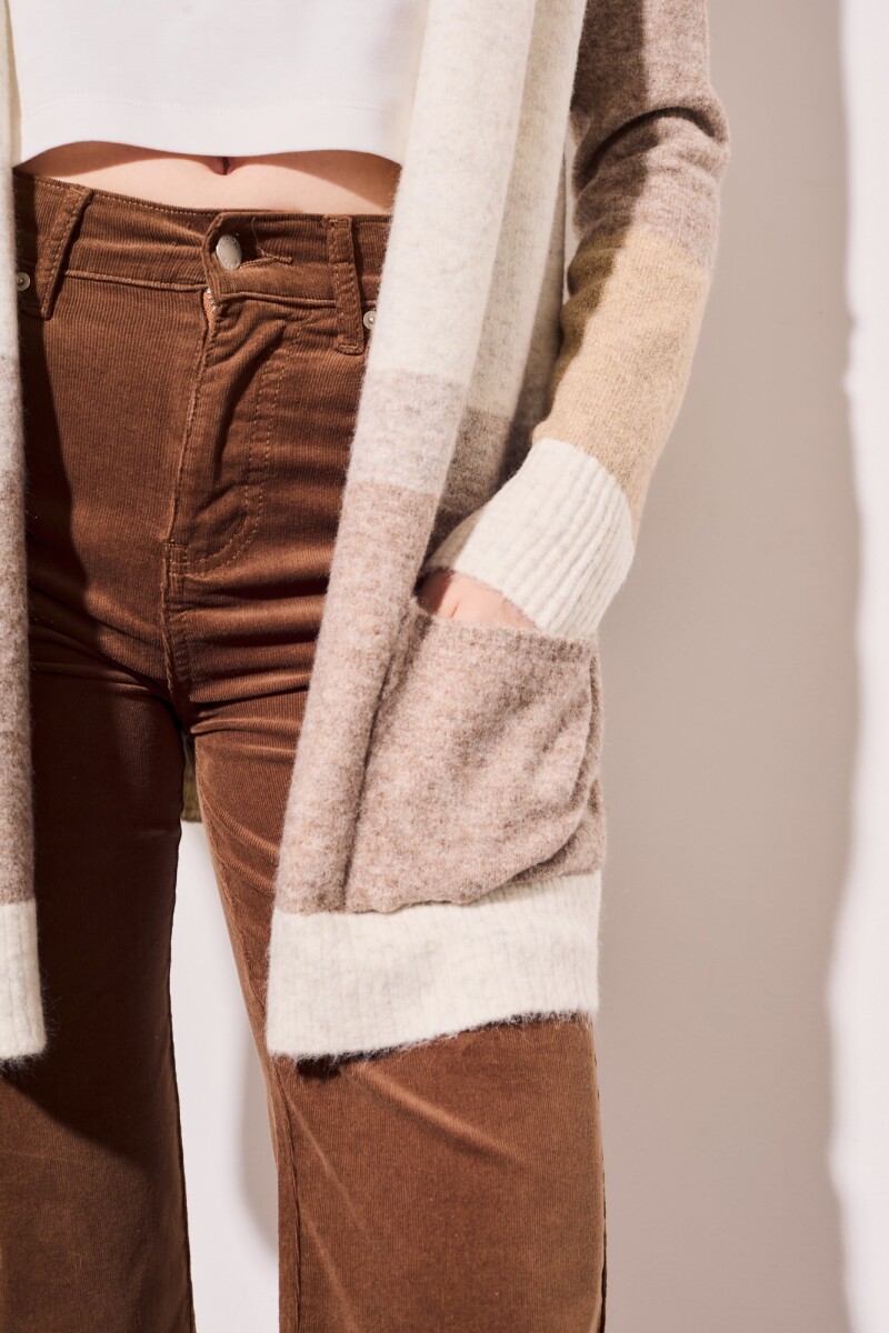 Cardigan Color Block Beige Melange