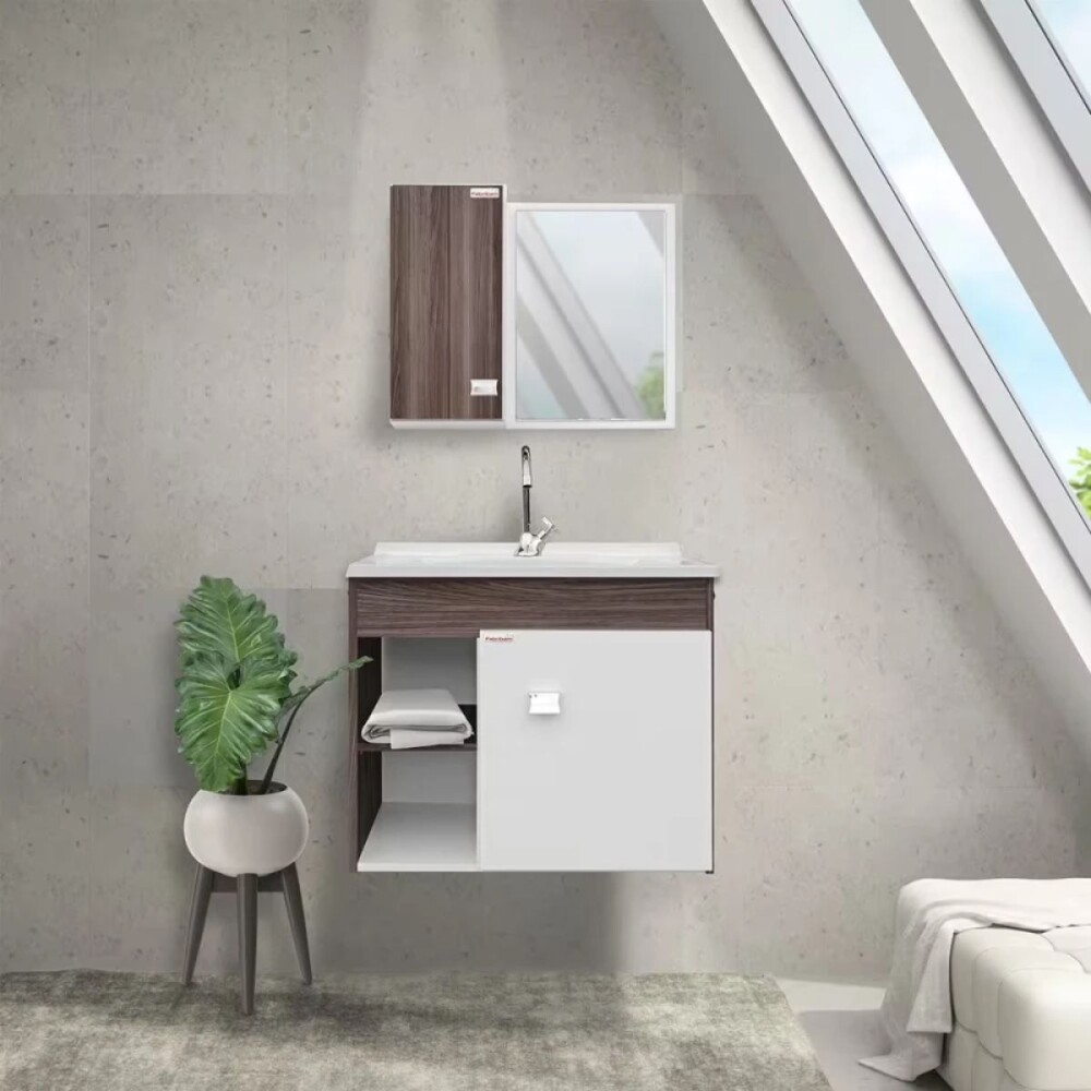 Mueble de baño suspendido Sophia Almendra 60cm bacha de resina natural y espejo con botiquín Mueble De Baño Suspendido Sophia Almendra 60cm Bacha De Resina Natural Y Espejo Con Botiquín