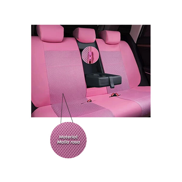 Cubreasientos Rosa Eco Cuero Con Malla 9 Piezas Cubreasientos Rosa Eco Cuero Con Malla 9 Piezas