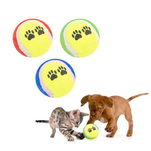 Set X 3 Pelotas De Tenis Para Mascotas Perro Huellitas Set X 3 Pelotas De Tenis Para Mascotas Perro Huellitas