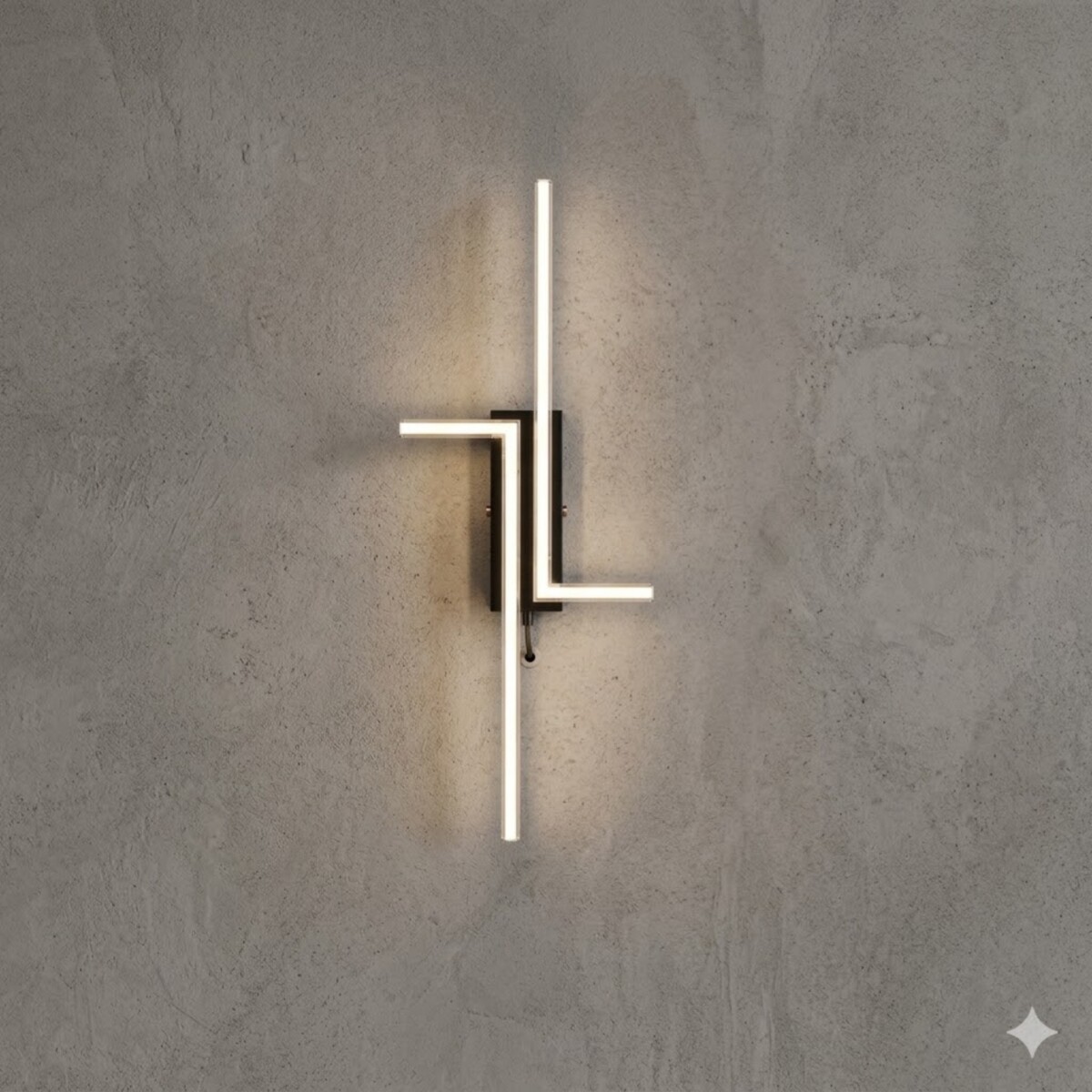 Aplique Led minimalista Diseño doble L 20W Cálido - NEGRO 