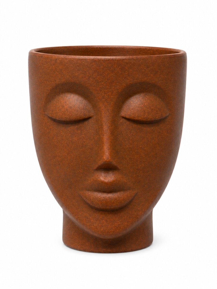 MACETA FACE MUJER PLASTICA MARRON
