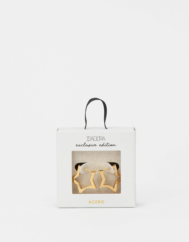 Aros Argollas Metal Aros Argolla De Acero Estrella - Dorado