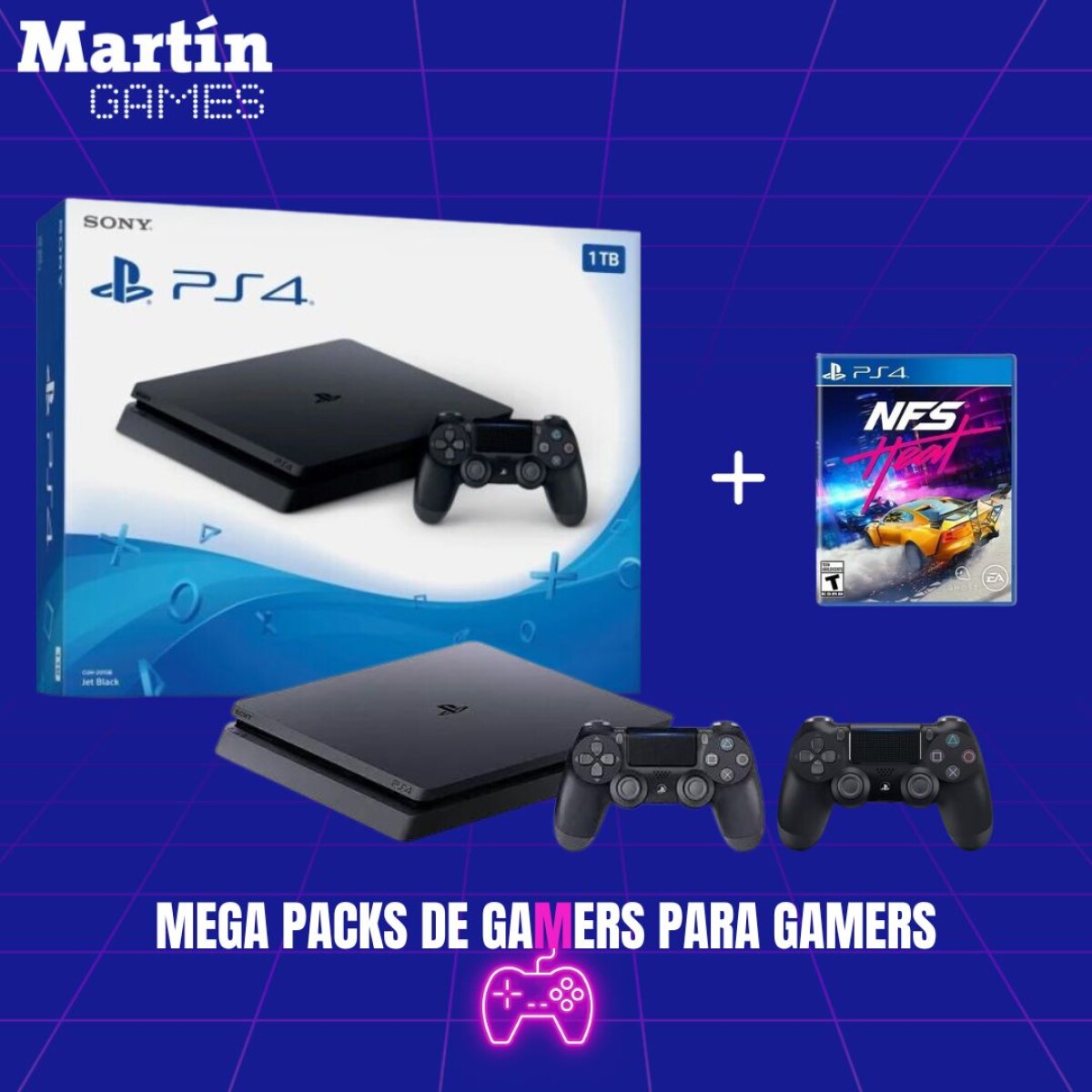 PS4 1TB 0KM + NEED FOR SPEED HEAT + 1 JOYSTICK EXTRA COMPATIBLE 