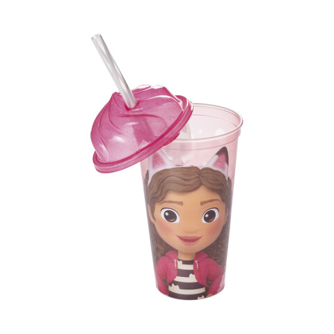 Vaso Plástico Milk Shake con Forma y Pajita La Casa de Gabby 500 ml U