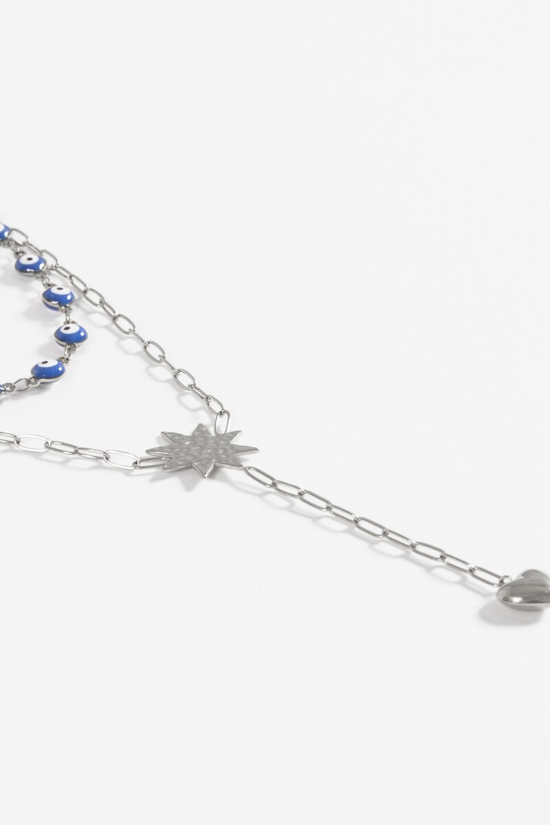 Collar acero ojitos plateado