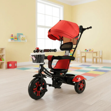 Triciclo 360° Fiorellino Giratorio Ajustable Barra Seguridad Rojo