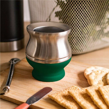 MATE ACERO INOXIDABLE 180ML D9/H9.6CM BASE VERDE