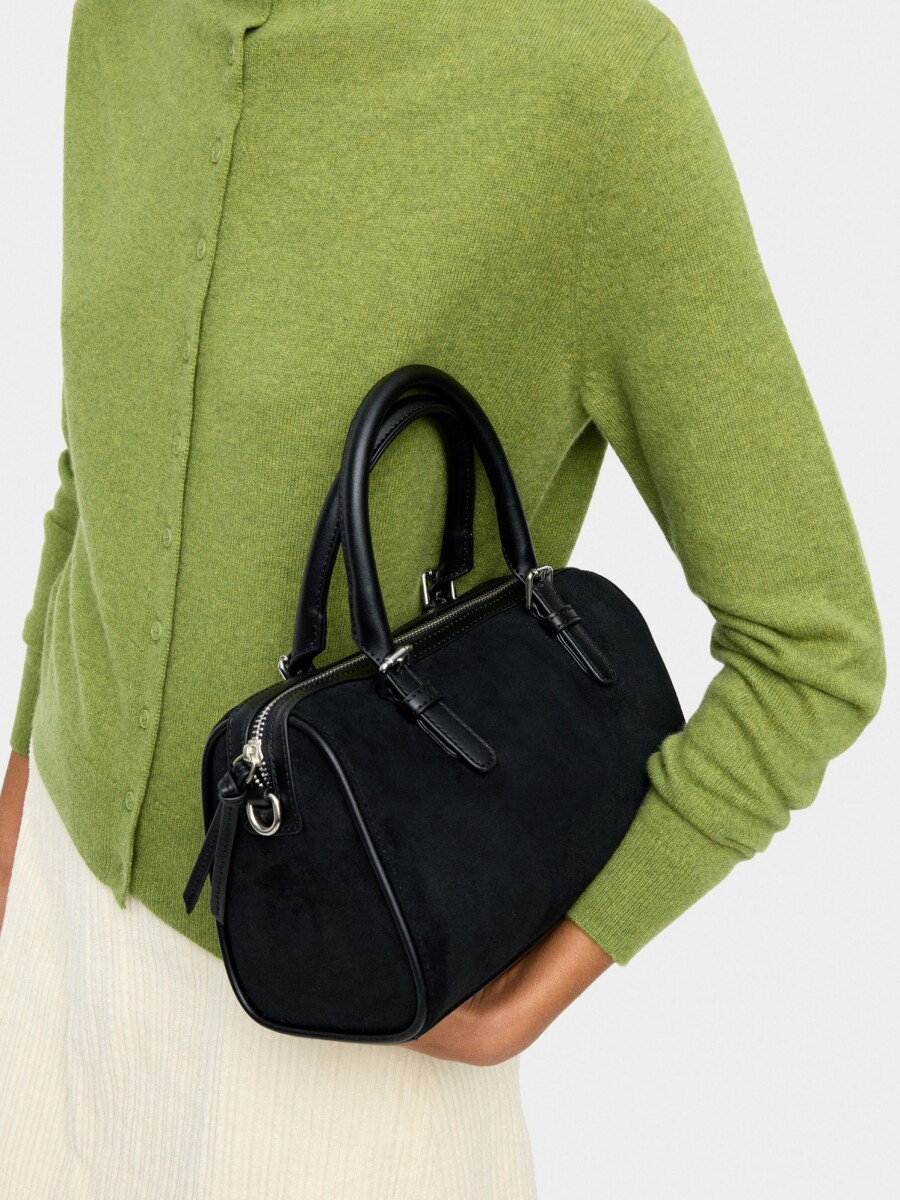 Bolso Bowling Efecto Piel L negro
